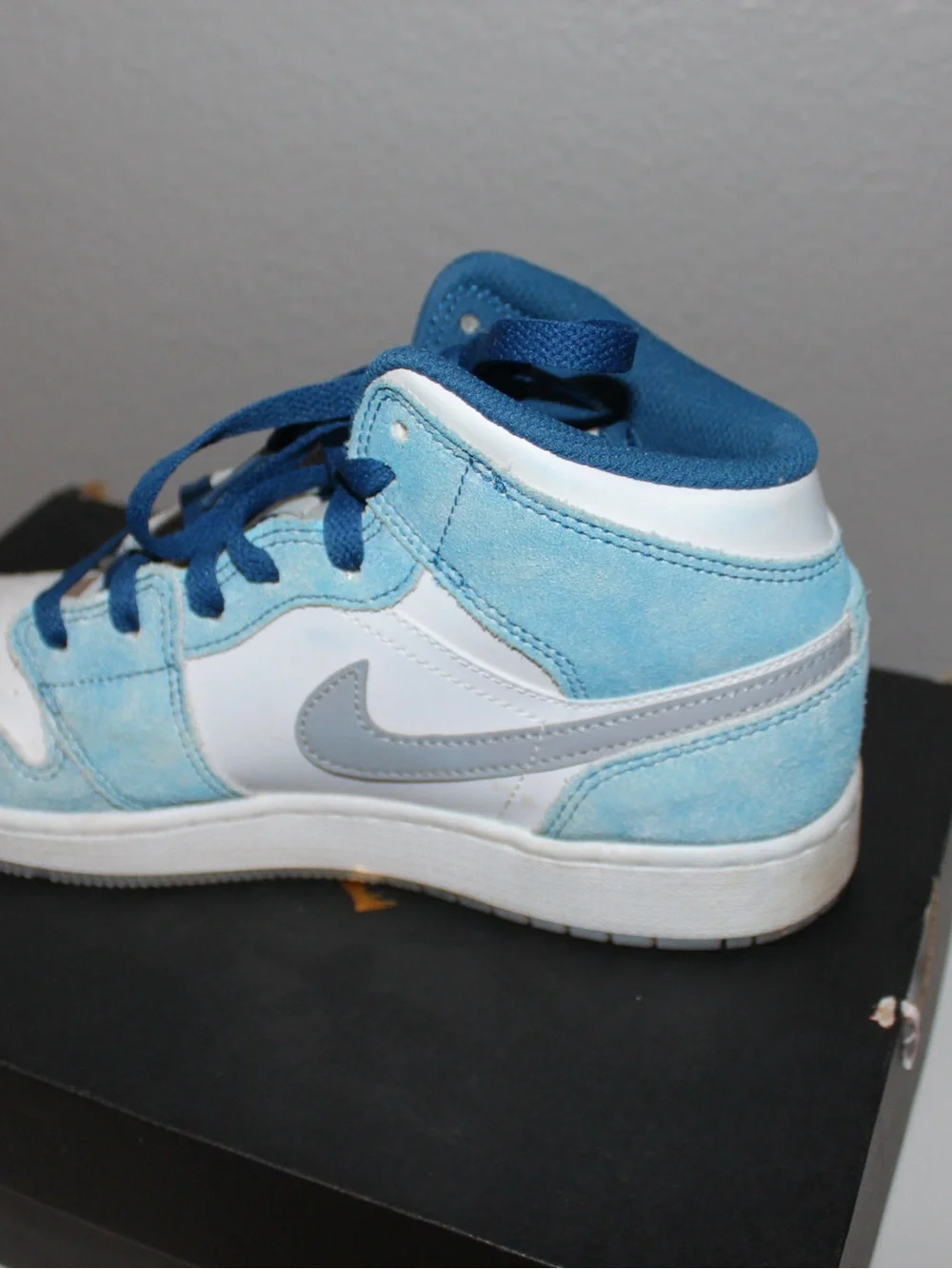 Nike Air Jordan 1 Low White & Light Blue with Navy Laces